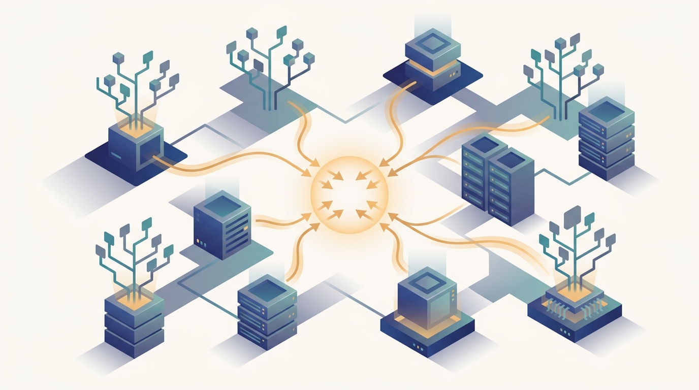 Conceptual illustration for Chapter 12: Distributed Classical Machine Learning