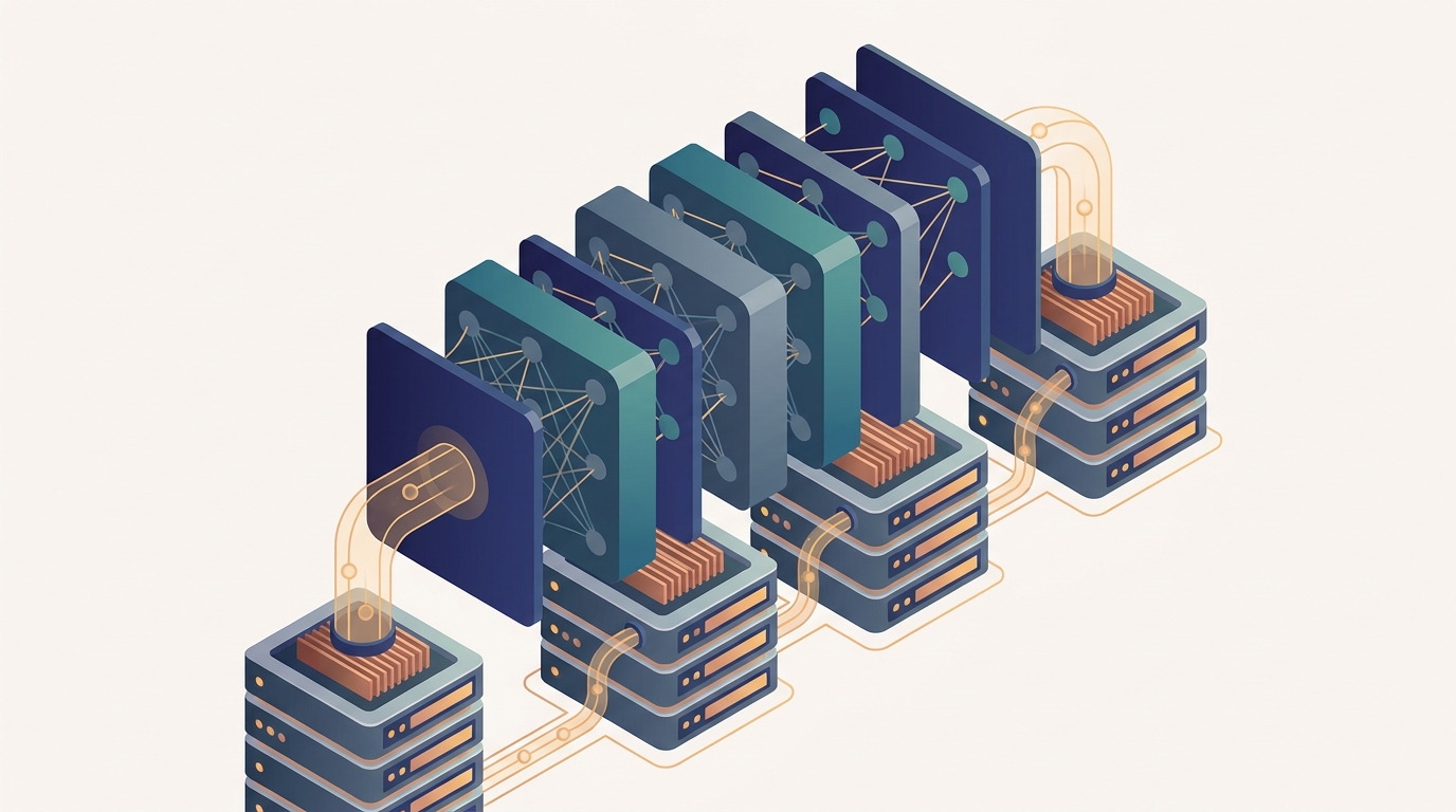 Conceptual illustration for Chapter 16: Model, Pipeline, and Sharded Parallelism