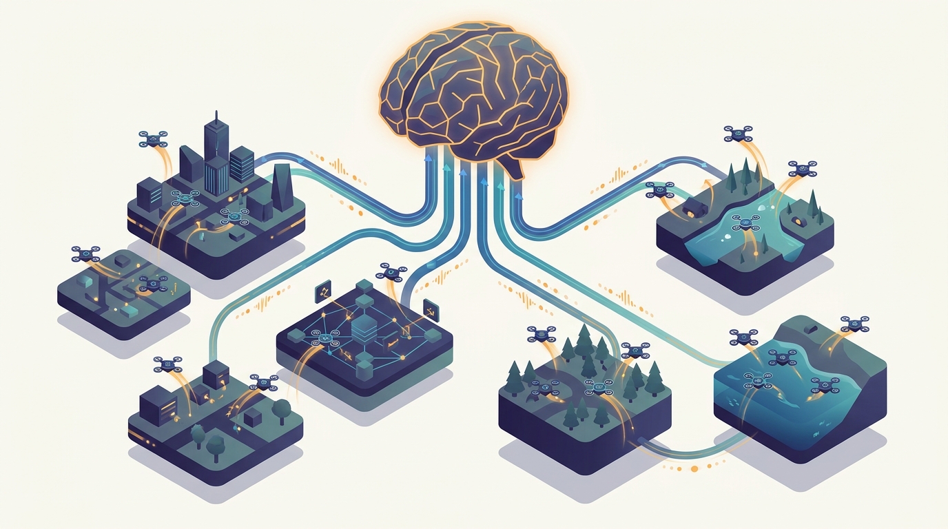 Conceptual illustration for Chapter 20: Distributed Reinforcement Learning Infrastructure