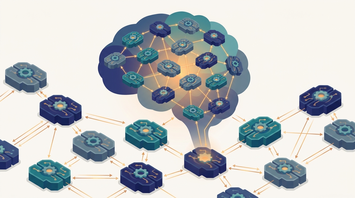 Conceptual illustration for Chapter 27: Distributed Artificial Intelligence