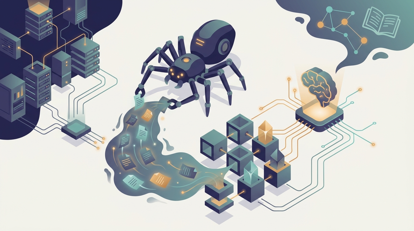 Conceptual illustration for Chapter 36: Web-Scale Text Processing and Distributed RAG